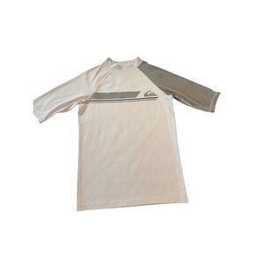 Quiksilver Fitted Boys XL White & Gray Rash Guard Sun Swim Shirt